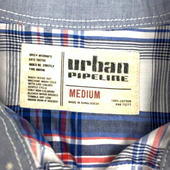 Urban Pipeline Cotton Plaid Long Sleeve Button Down Shirt Men's Size Medium - Picture 3 of 3